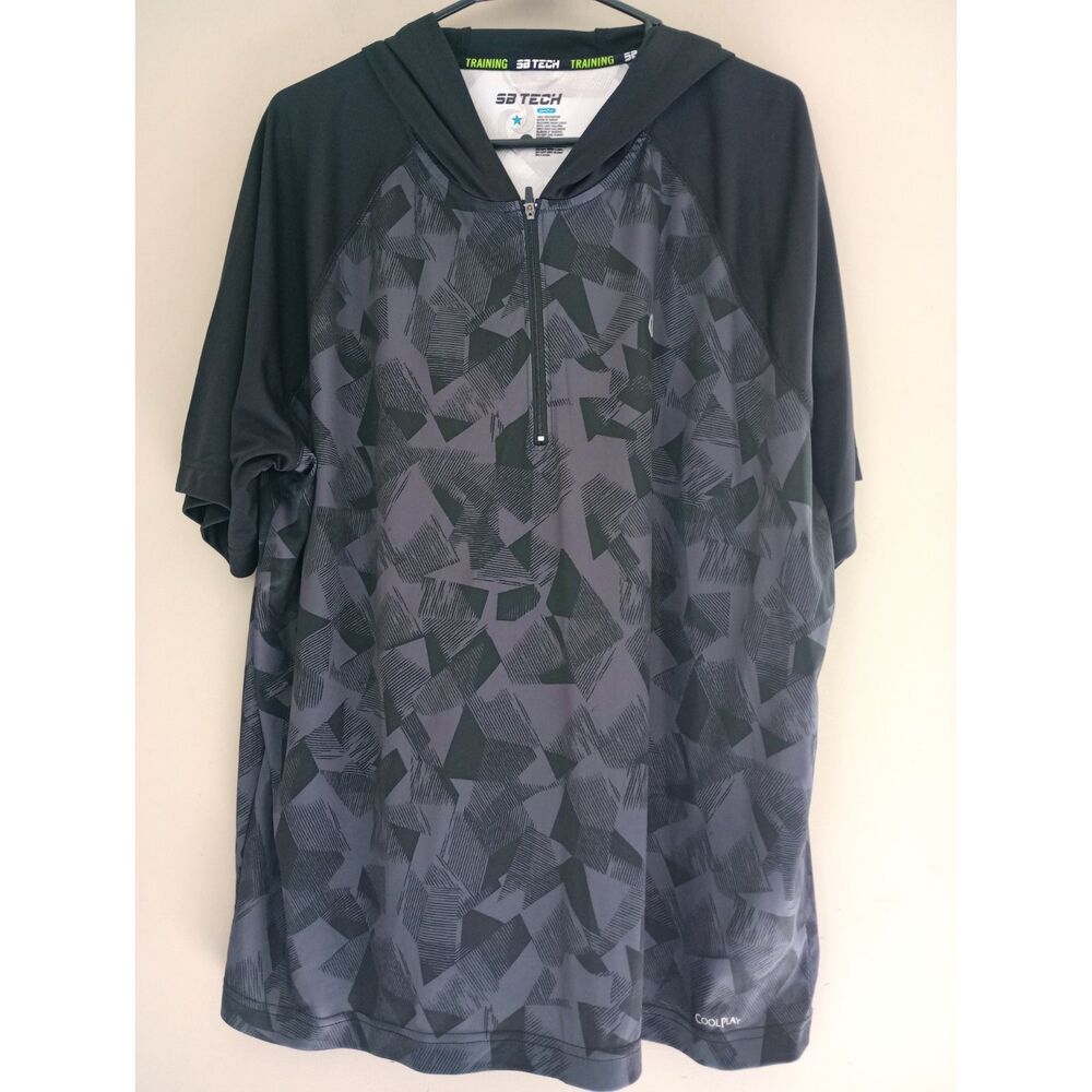 SB Tech Coolplay Performance Short Sleeve Hooded Shirt Quarter Zip Size XL
